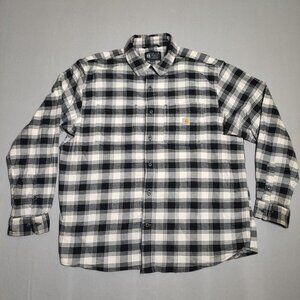 Carhartt Rugged Flex Flannel shirt men's size XL white grey plaid relaxed fit